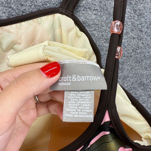 Croft & Barrow Tankini Top Women 18W Plus Pink Floral Sleeveless Push Up Lined - Picture 3 of 7